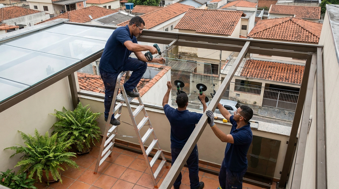 Cobertura de vidro em terraço com telhados em Manaus-AM